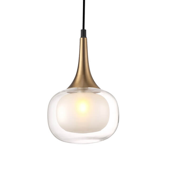 Szklana lampa wisząca Konila PND-99709-1-BRO-CL do pokoju kula mosiądz