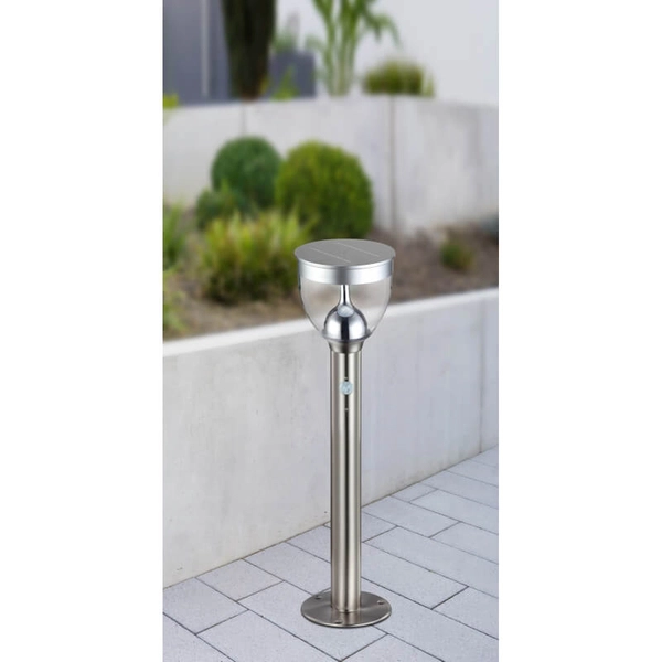 Lampa stojąca ogrodowa Solar 33436 Globo LED 6W 3000K z czujnikiem IP44 srebrna