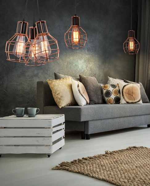 Lampa wisząca Carron miedziana druciana do przedpokoju