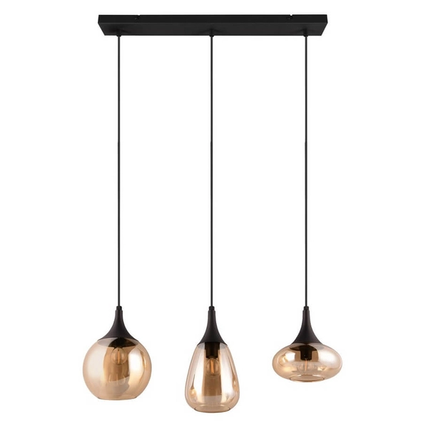 Potrójna lampa nad stół VESTARI DL313317000 szkło czarna bursztynowa