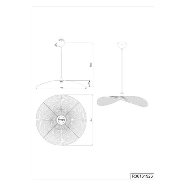 Wisząca lampa kapelusz LAURINE R36161926 ekologiczna czarny brązowy