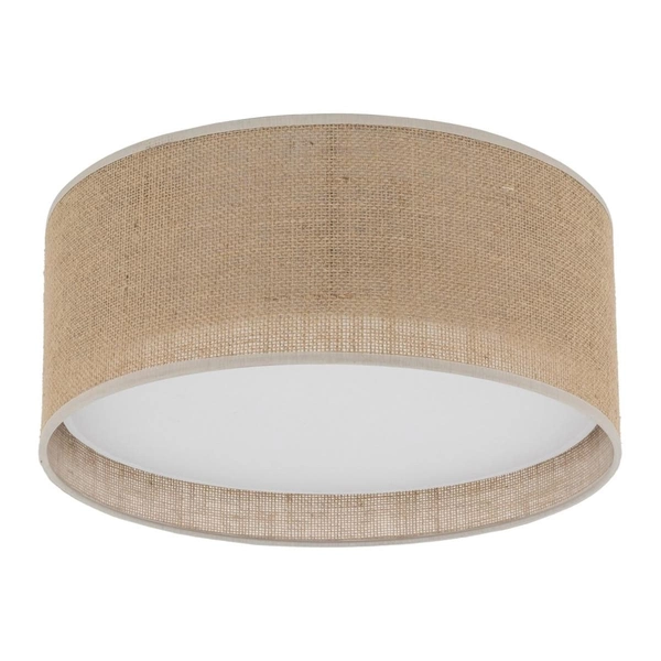 Okrągły plafon jutowy klosz Juta 5798 TK Lighting do salonu brązowy biały
