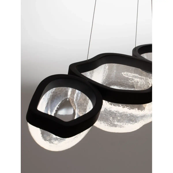 Wisząca lampa czarna szklana TUNTE do jadalni LED 43W 3500K ściemnialna nad stół LE46205