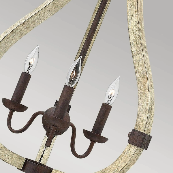 Żyrandol do jadalni Middlefield HK-MIDDLEFIELD3 drewniany rdzawy