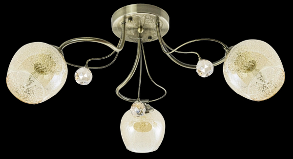 Sufitowa lampa retro 8824/3 21QG z kryształkami mosiądz