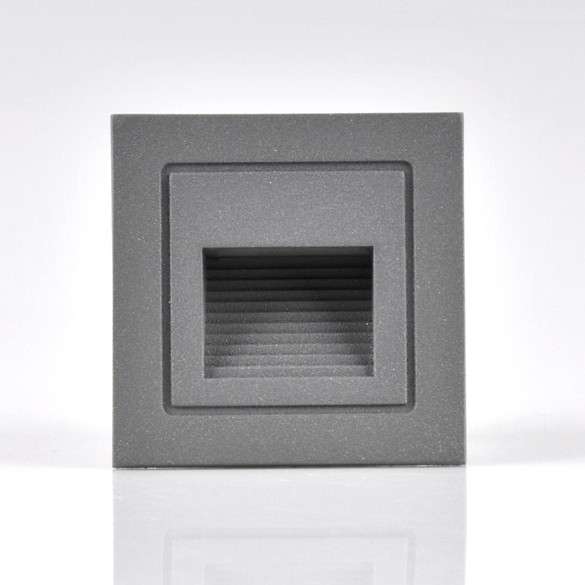 Schodowa LAMPA podtynkowa Q6 LED 313720 Polux kwadratowa OPRAWA wpuszczana LED 3W 4000K metalowa IP44 grafitowa