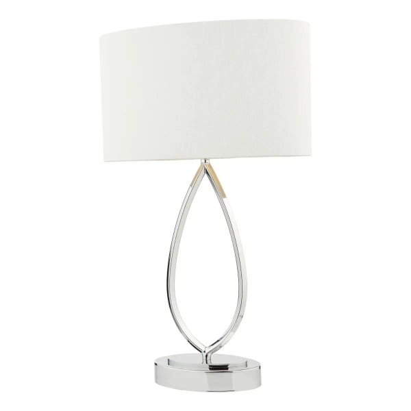 Tkaninowa nocna lampa Wyatt WYA4250 z abażurem kość słoniowa chrom