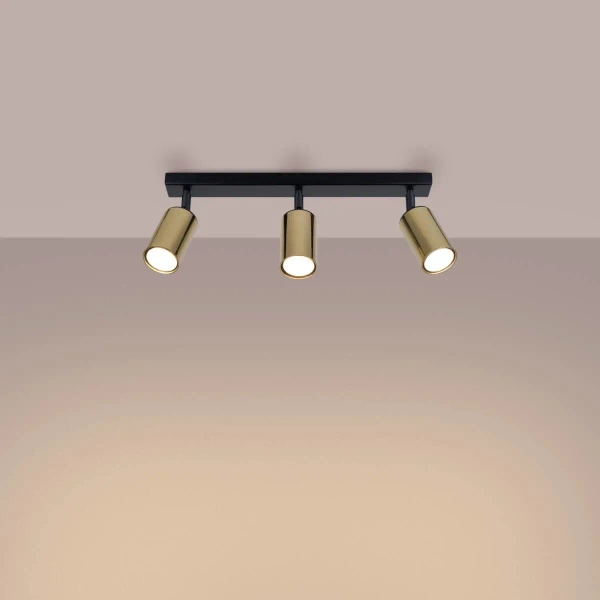 Plafoniera potrójna Winx SL.1384 Sollux do sypialni tuba złoty czarny