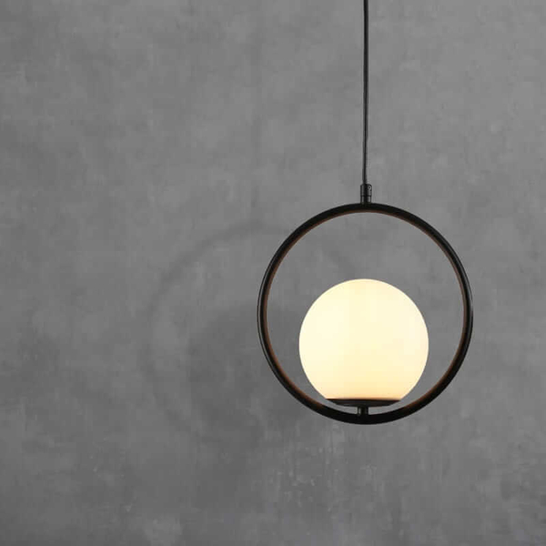 Wisząca lampa Milano ABR-LWMR-E27 Abruzzo bańka zwis czarna biała