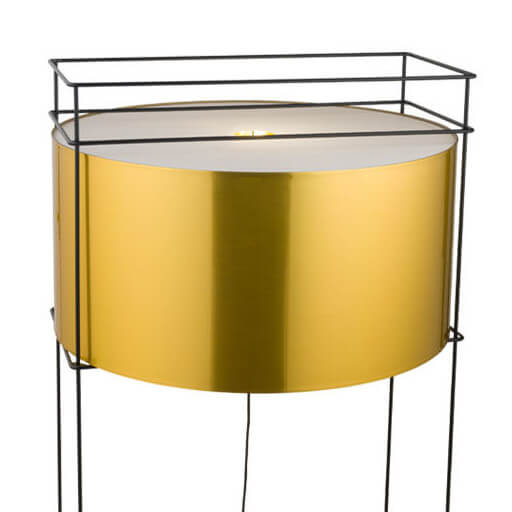 Lampa podłogowa metalowa PAA 9524 Dohar do salonu mosiądz czarna
