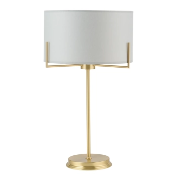 Lampa stołowa gabinetowa Nemi NEM-LG-1 (ZM) abażurowa biała mosiądz