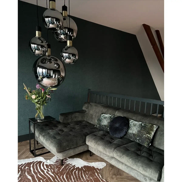 Szklana lampa wisząca Julius 34438/05/65 Lucide kaskada czarna złota