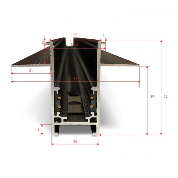 Podsufitowa szyna z zaślepkami Track Magnetic 52 Gips2 AZ4650 2m czarna