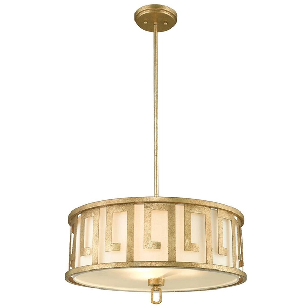 LAMPA wisząca GN-LEMURIA-P-L Elstead GILDED NOLA okrągła OPRAWA metalowa złota biała