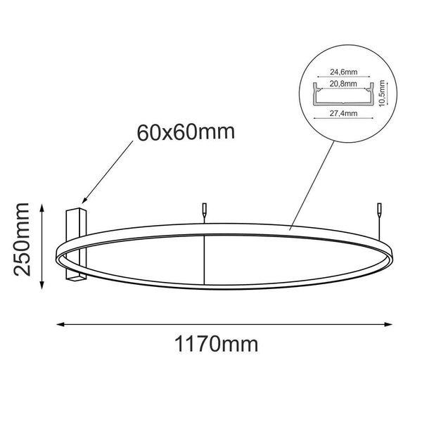 Sufitowa lampa ring Agari 1350 Shilo LED 73,4W 3000K pierścień czarna