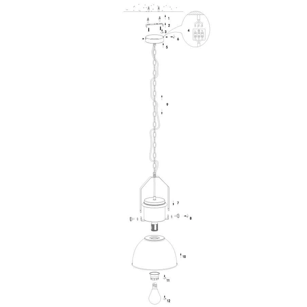 LAMPA wisząca KUTUM 15283 Globo metalowa OPRAWA zwis na łańcuchu loft czarny