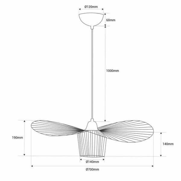 Zawieszana lampa Petti ABR-PETTI-70 Abruzzo falowana druciana czarna