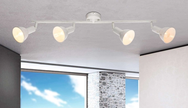 Lampa sufitowa CALDERA 54648-4 metalowa listwy regulowane reflektorki białe