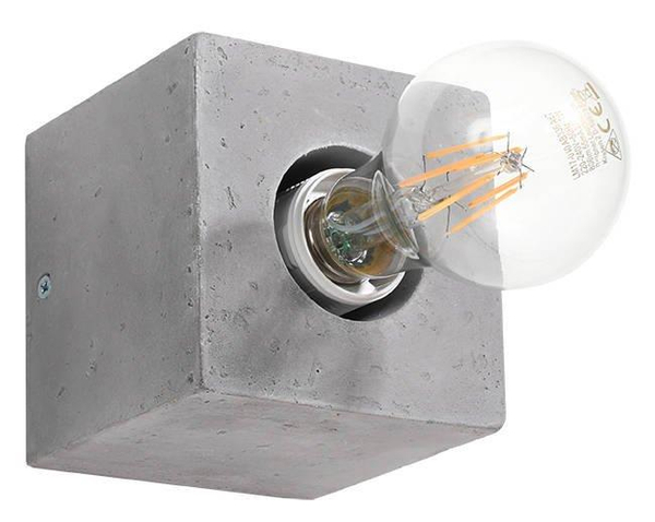Kinkiet LAMPA ścienna SL.0682 loftowa OPRAWA kostka cube betonowa szara