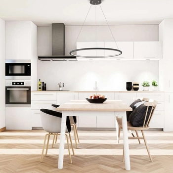 LAMPA wisząca SLIM/000026/3000/B MDECO okrągła OPRAWA metalowy ZWIS LED 63W 3000K ring czarny