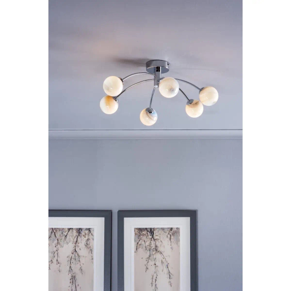 Molekułowa sufitowa lampa Izzy  IZZ0650-07 do sypialni kule chrom