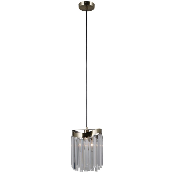 Wisząca LAMPA glamour SABRIGA PND-44544-1 Italux okrągła OPRAWA metalowy ZWIS loft kryształki crystals brąz antyczny