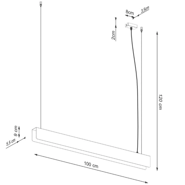 Lampa wisząca na listwie Spark SL.1395 belka podłużna czarna