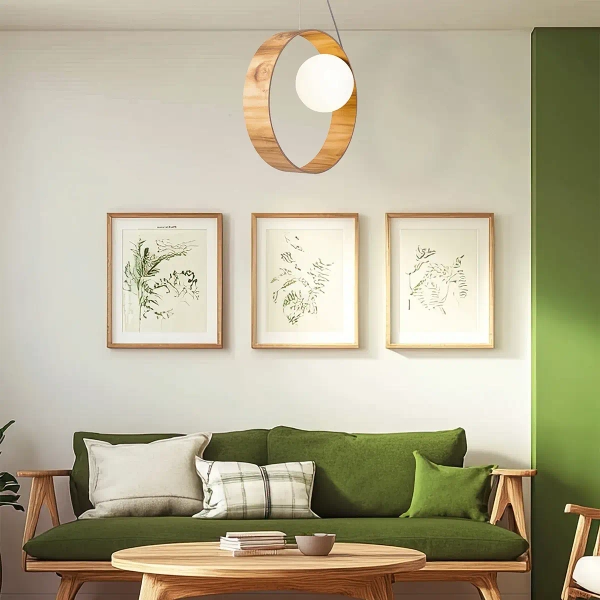 Okrągła lampa wisząca Sfera QN-SFERA-1P-TEAK szklana kula brązowy biały