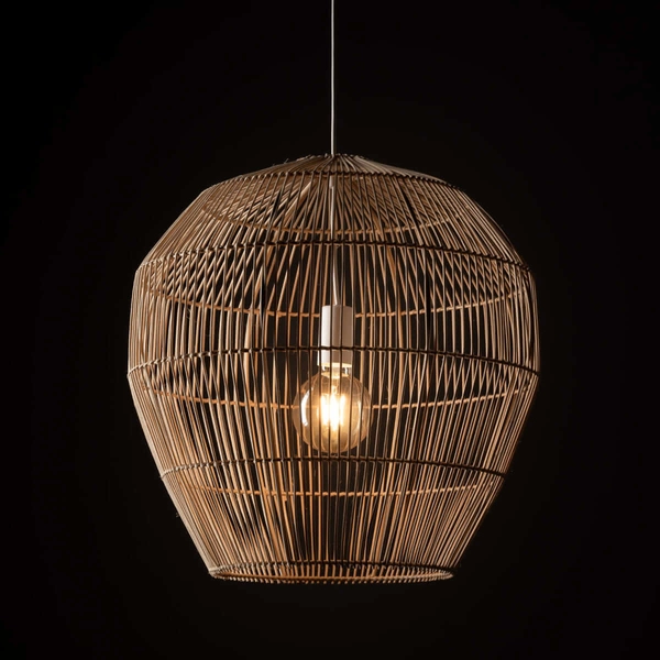 Wisząca lampa Haiti 11164 klatka kosz japandi bambusowa drewniana biała