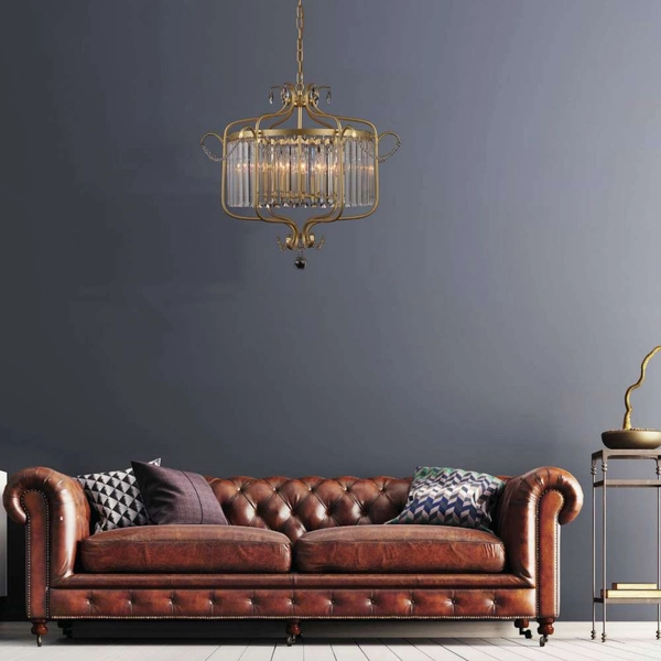 Żyrandol LAMPA wisząca RINALDO PND-33057-6-CH.G Italux metalowa OPRAWA z kryształami crystal ZWIS na łańcuchu złoty szampański