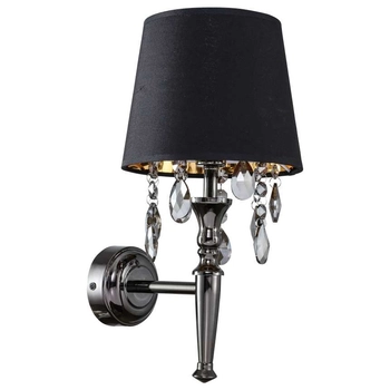 Kinkiet LAMPA ścienna VIGO LP-0412/1W BK Light Prestige abażurowa OPRAWA z kryształkami glamour crystal chrom czarna