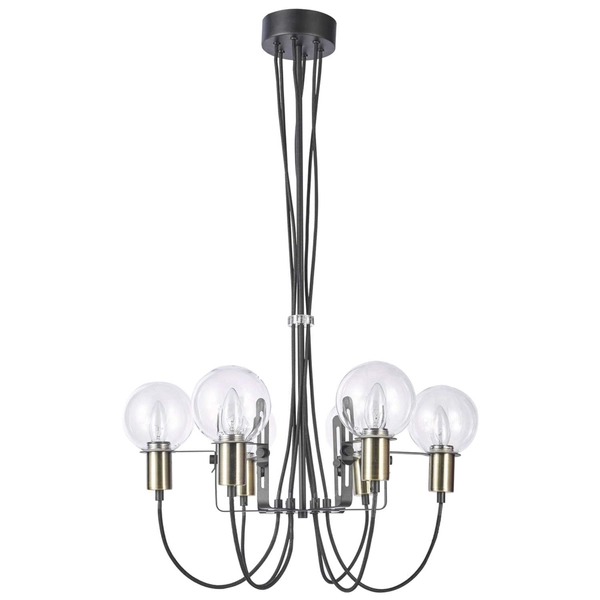 Żyrandol LAMPA wisząca GIANNI MD16096-6B Italux metalowa OPRAWA zwis szklane kule balls przezroczyste