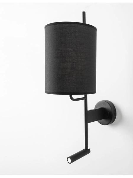 Abażurowa lampa ścienna Brunete do sypialni LED 3W czarna