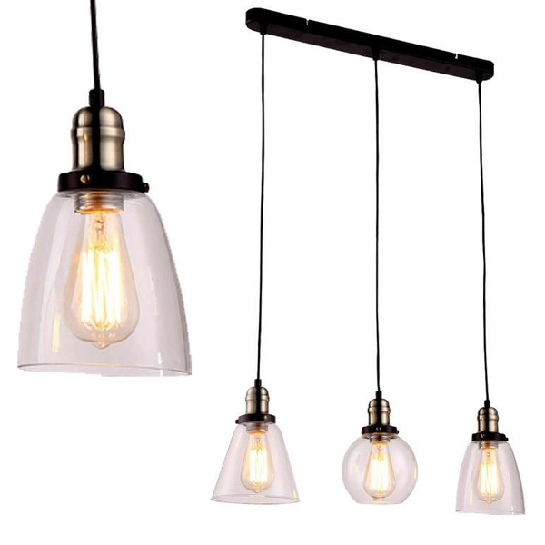 LAMPA wisząca Samanta K-8036A-3 Kaja metalowa OPRAWA industrialny ZWIS na listwie kaskada czarna przezroczysta