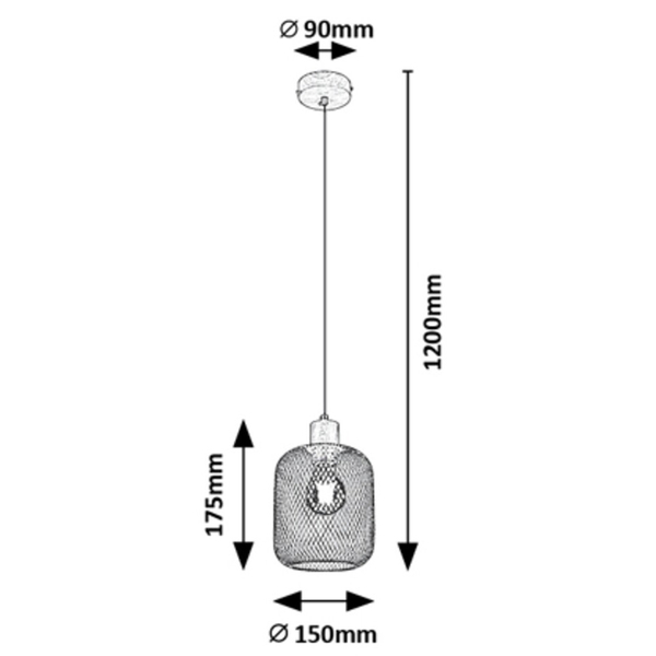Metalowy zwis ażurowy Grendel 3131 czarna lampa wisząca do sypialni