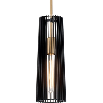 Wisząca lampa tuba QN-LINARA-P-BK metalowa czarna mosiądz