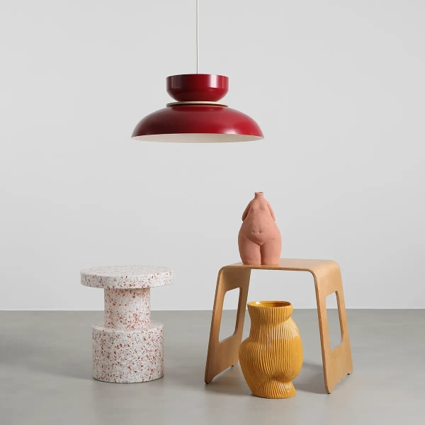 Metalowa wisząca lampa Aldo 1152G15_15_J do salonu czerwony