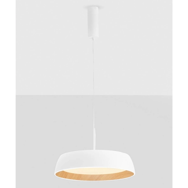 Kuchenna lampa wisząca CARACOLLO LE44813 LED 40W 3000K krągła biały drewniany