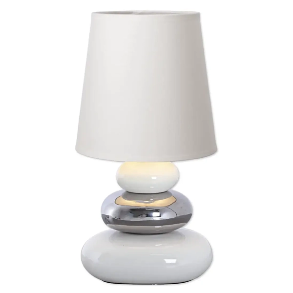 Stojąca lampka na komodę Stoney 3045323 do gabinetu abażur ceramiczna biała