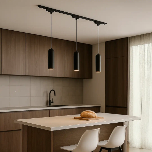 Wisząca lampa szynowa jednofazowa Pipe Track ML2063 tubka czarny