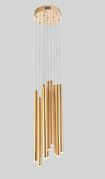LAMPA wisząca ORGANIC P0265D Maxlight metalowa OPRAWA tuby LED 10W 3000K zwis sople złote