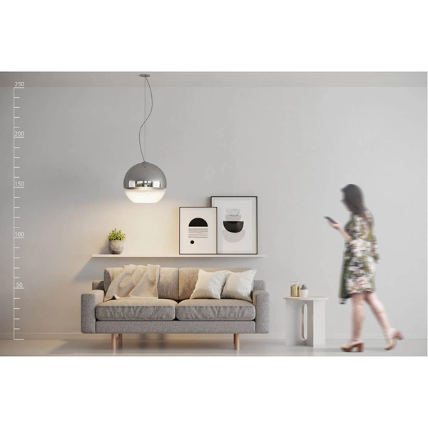 Sypialniana lampa wisząca Silver Ball szklana kula chrom