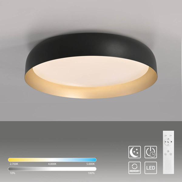 Okrągła lampa sufitowa Osko 14216-18 Just Light LED 36,5W 2700-5000K czarna