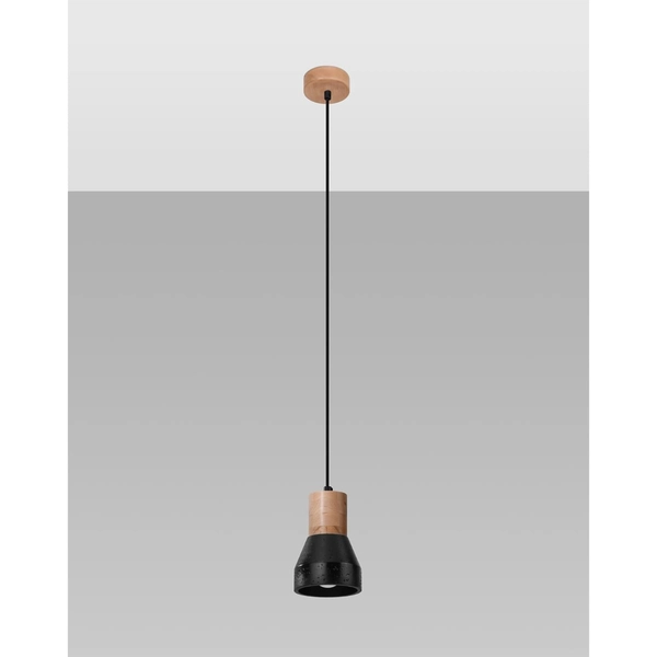 Wisząca lampa loftowa SL.0963 do jadalni czarna drewniana