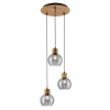 Potrójna wisząca lampa Velma PND-67505-3-WD przydymiona drewniana