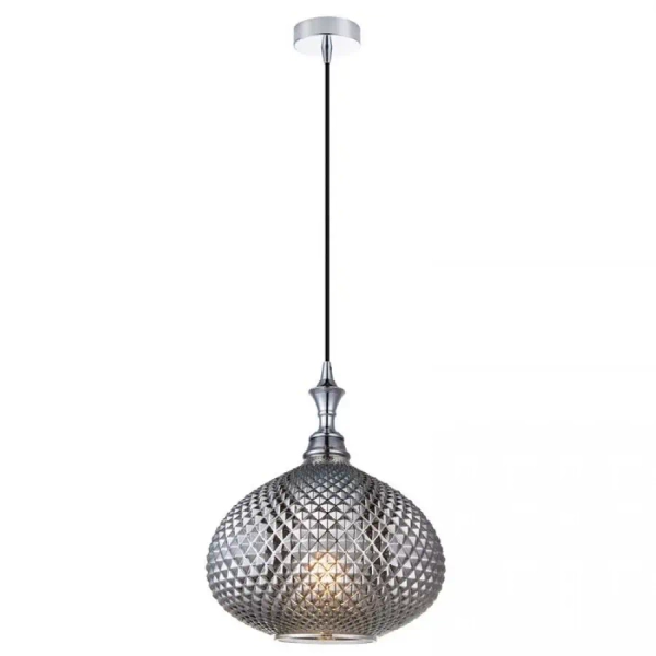 Szklana wisząca lampa 1985 żebrowana szary czarny przydymiony