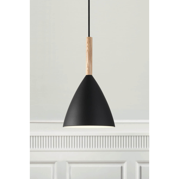 Zwisowa lampa nad stół Pure 43293003 metalowa czarny drewniana