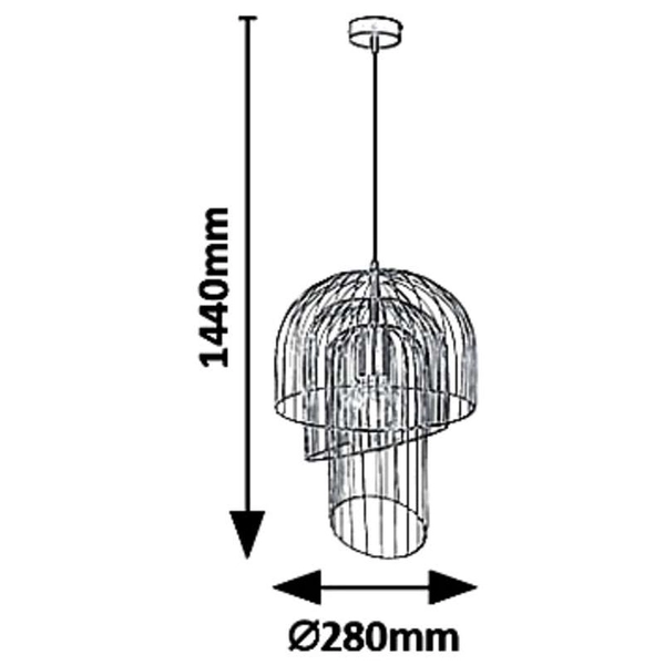 Wisząca LAMPA hygge ROWENA 6228 Rabalux metalowa OPRAWA druciany ZWIS klatka loftowa złota