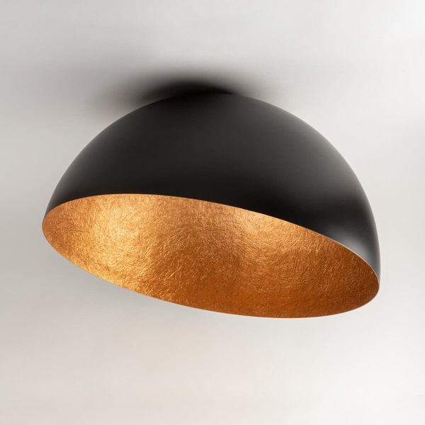Sufitowa lampa nad łóżko Sfera do sypialni czarna miedziana