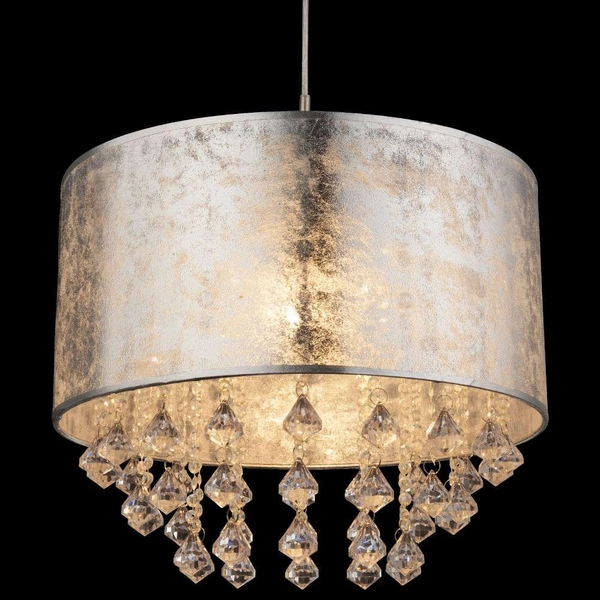 LAMPA wisząca AMY 15188H3 Globo abażurowa OPRAWA z kryształkami zwis glamour crystal srebrny przezroczysty